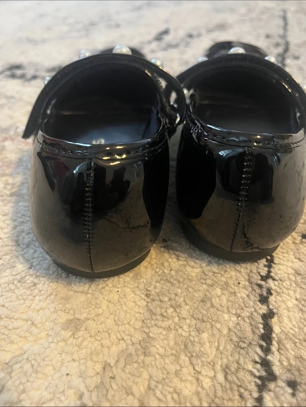 CBG Girls Black Patent Pearl Mary Jane Flats Size 13